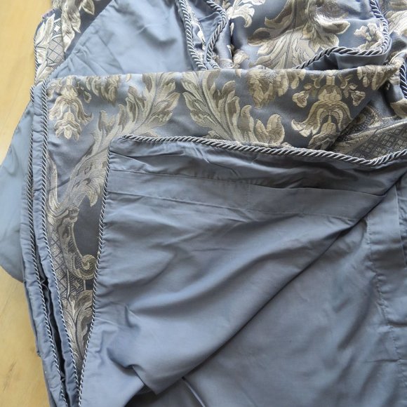 Double Full Duvet Set 2 Shams Silver Blue Pipping Reversable Duvet Cover 82"x80" - Picture 11 of 11